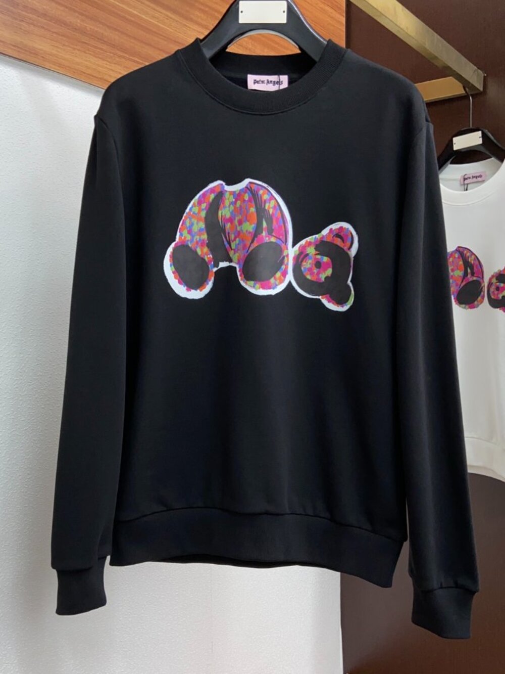 Palm Angels Confetti Bear Crewneck Sweatshirt Black